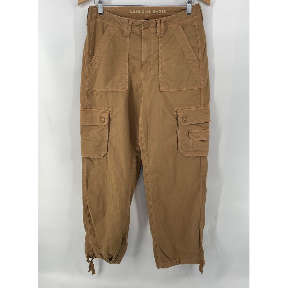 American Eagle Women Pants 8 REGULAR Brown Baggy Jogger Cargo Paratrooper Y2K